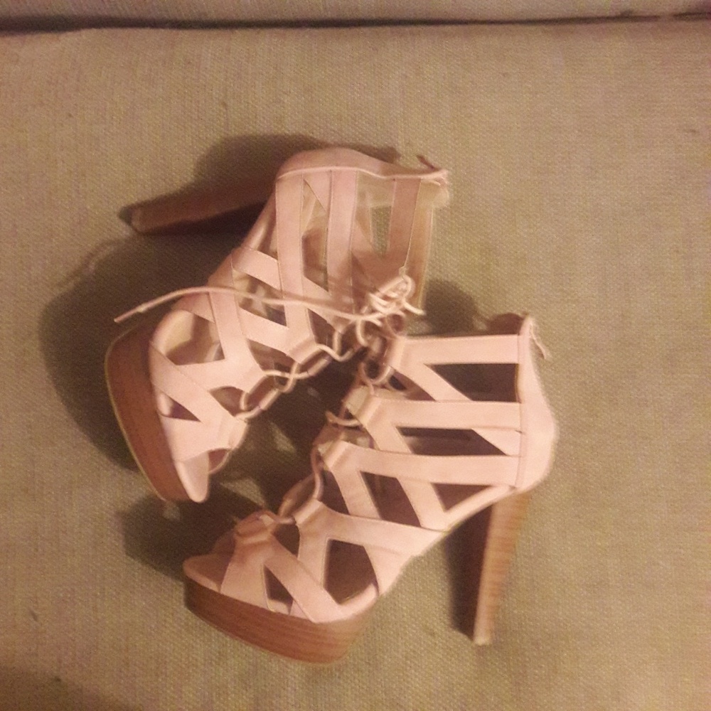 Top Moda Table-8 Lace-up Strappy Pumps